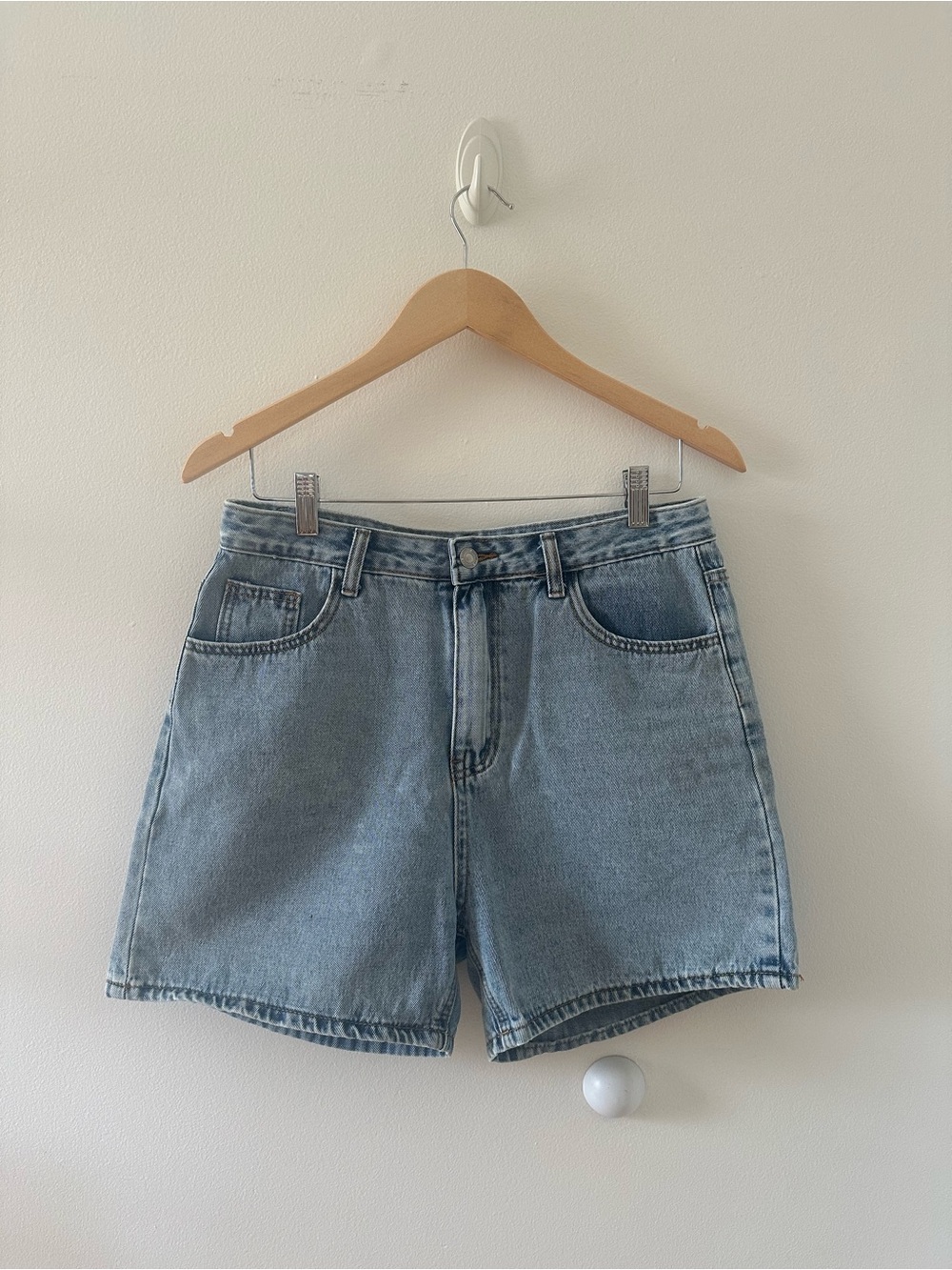 Classic Light Blue High-Rise Denim Shorts